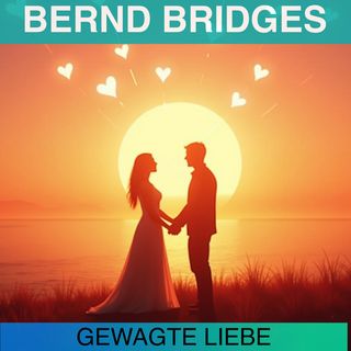"Ein Paar, dass sich liebt. Im Hintergrund ist ein Sonnenuntergang"