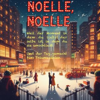 "A festive Christmas market with people dancing"